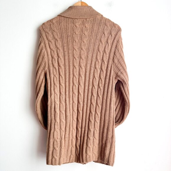 Pendleton Vintage Camel Beige Cableknkit Cardigan Sweater Virgin Wool M - Picture 8 of 8